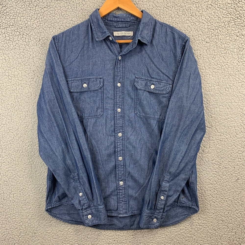 Outerknown Shirt Womens Large Blue Jean Chambray Western Classic Button Up